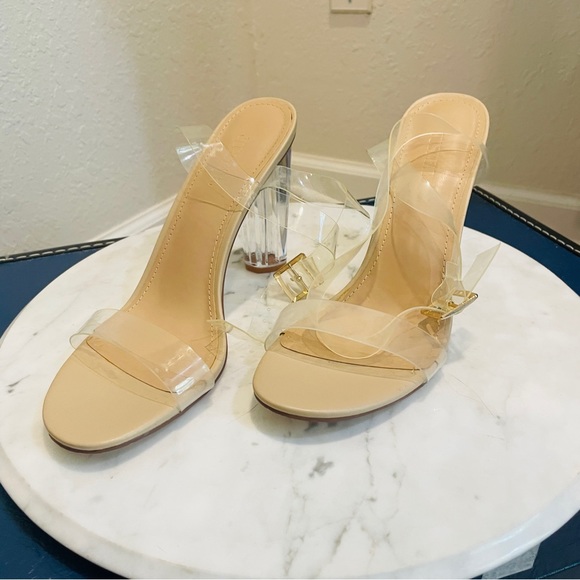 NWOT Clear Strap Chunky Heel Size 10 never worn - Picture 3 of 11